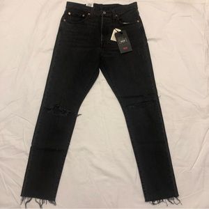 Levi’s 501 Premium Skinny Jeans Button Fly Cropped Raw Hem Size 29 x 28